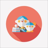Parents and child shopping flat icon with long shadow eps10 N11