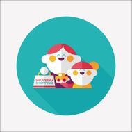 Parents and child shopping flat icon with long shadow eps10 N12