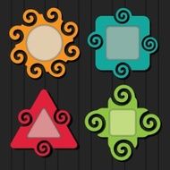 Abstract colorful spiral shapes frame icons set