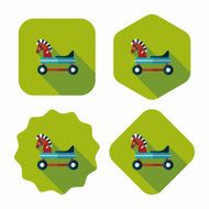 horse toy car flat icon with long shadow eps10
