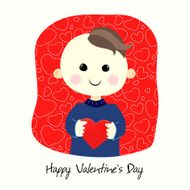 Valentine`s Day postcard with boy