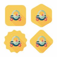 toy car walker flat icon with long shadow N4