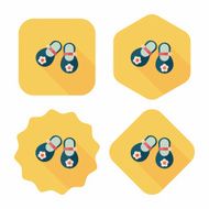 baby booties flat icon with long shadow N34