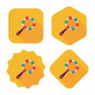 baby rattle flat icon with long shadow EPS 10 N78