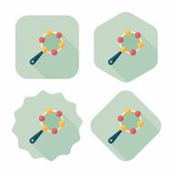 baby rattle flat icon with long shadow EPS 10 N79