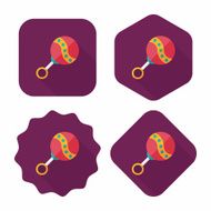 baby rattle flat icon with long shadow EPS 10 N80