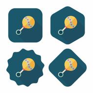 baby rattle flat icon with long shadow EPS 10 N81