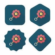 baby Rattle flat icon with long shadow eps10 N121