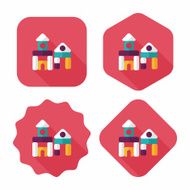 brick house flat icon with long shadow N50