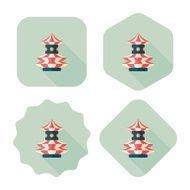 swing seat exciting amusement ride flat icon with long shadow N4