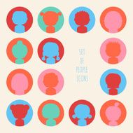 Set of colorful silhouette people icons Cartoon hand drawn faces