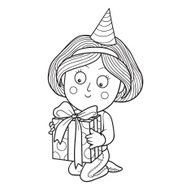Coloring book (girl with a gift)