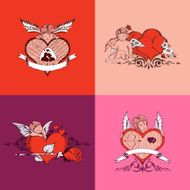 Set of Valentine&#039;s Day card Colors style