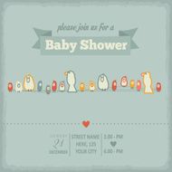 baby shower invitation in retro style N15