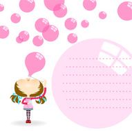 Cute girl blowing bubbles Invitation greeting card