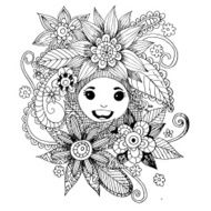 Girl with Flower Doodle Vector