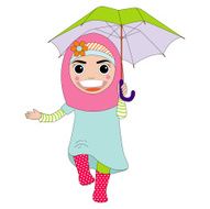 Islam Girl with Umbrella Vector