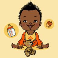 vector smiling black baby