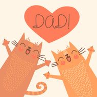 Sweet card for Fathers Day with cats N3