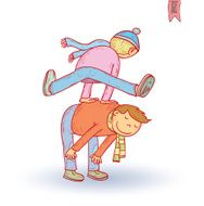 kid playing jump game vector illustration