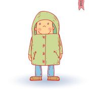 Little child walking in the rain vector illustration N2
