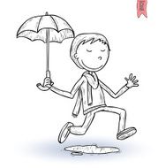 Little child walking in the rain vector illustration N3