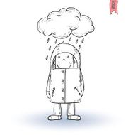 Little child walking in the rain vector illustration N5