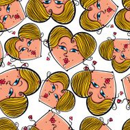 Funny faces seamless background vector cartoon style pattern