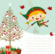 Christmas card to Santa Claus Xmas elf girl