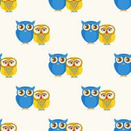Cute seamless pattern with owls couple