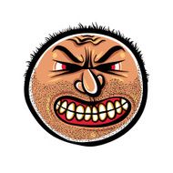 Angry cartoon face with stubble vector illustration