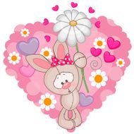 Rabbit with hearts and flower