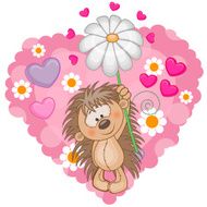 Hedgehog with hearts and flower