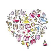 Heart shape design with toys for baby girl