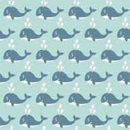 vector seamless pattern with whales