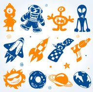Cartoons Space Silhouettes Set