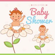 Illustration invitation card on baby shower Vector