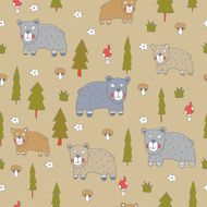 Seamless pattern with bears