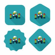 brick house flat icon with long shadow N52