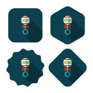 baby rattle flat icon with long shadow EPS 10 N82