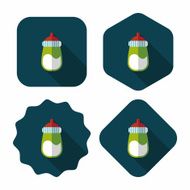 Baby bottle flat icon with long shadow EPS 10 N39