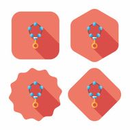 baby Rattle flat icon with long shadow eps10 N129
