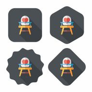 baby high chair flat icon with long shadow eps10 N22