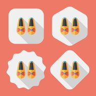 baby booties flat icon with long shadow N37