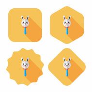 baby Rattle flat icon with long shadow eps10 N132