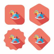 horse toy flat icon with long shadow eps10 N29