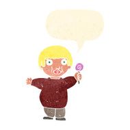 cartoon fat child with speech bubble N10