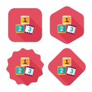 123 blocks flat icon with long shadow eps10 N21