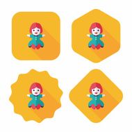 girl doll toy flat icon with long shadow eps 10 N53