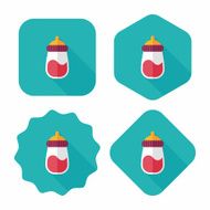Baby bottle flat icon with long shadow EPS 10 N42